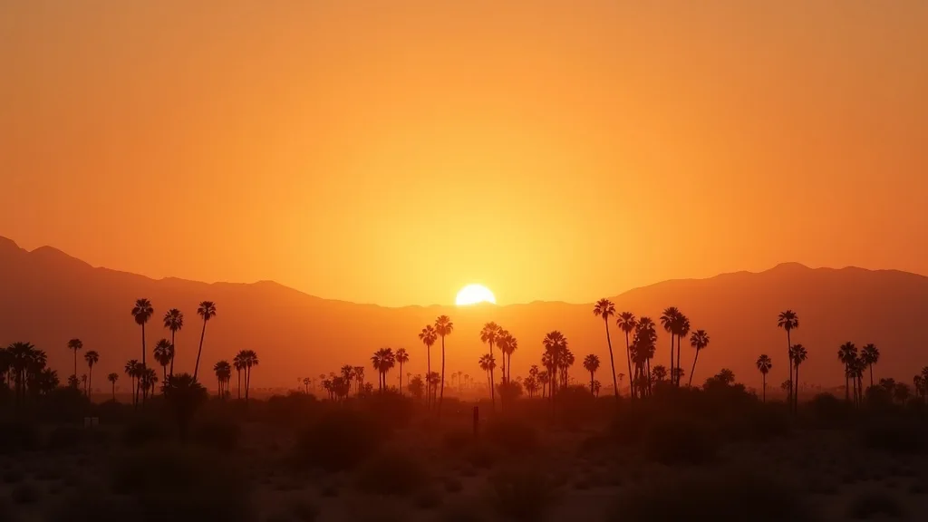 Coachella Valley desert at golden hour near Casa Prana, Indio